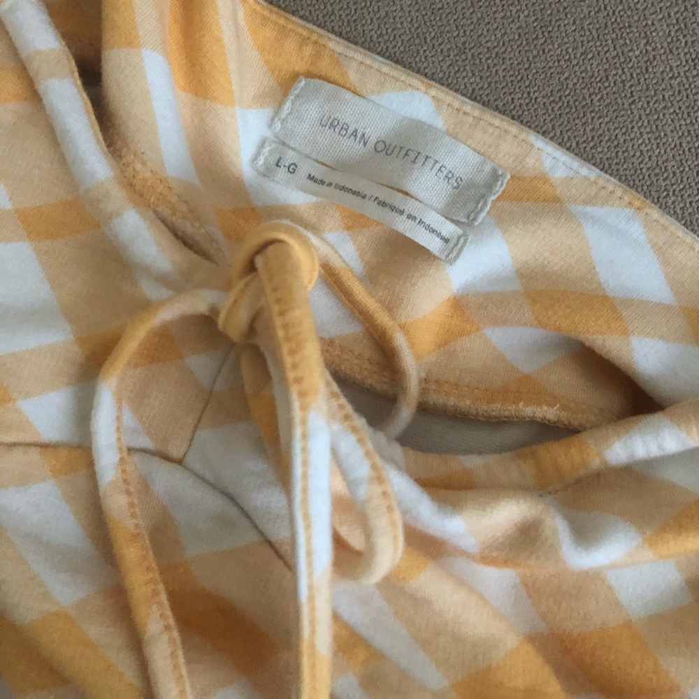 ▪️sold▪️tie front gingham dress urban outfitters yellow plaid - Picture 7 of 10
